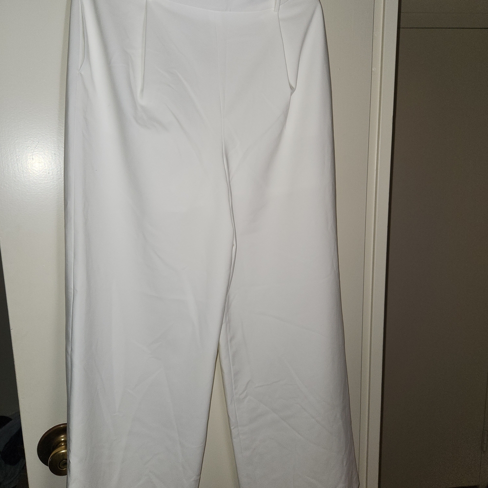 White High-Rise Wide Leg Trousers